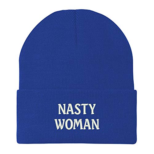 Trendy Apparel Shop Nasty Woman Embroidered Winter Long Cuff Beanie