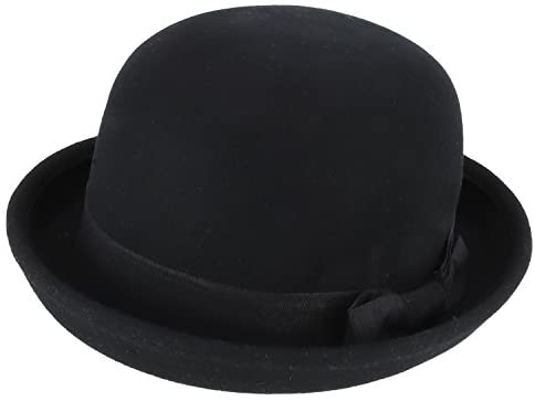 Trendy Apparel Shop Wool Felt Round Bowler Hat with Grosgrain Band