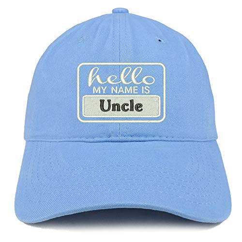 Trendy Apparel Shop Hello My Name is Uncle Soft Crown 100% Brushed Cotton Cap
