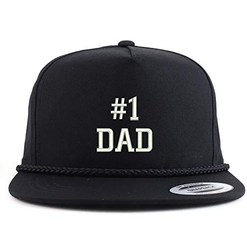 Trendy Apparel Shop Number 1 Dad Embroidered 5 Panel Flatbill Braid Snapback Golf Cap