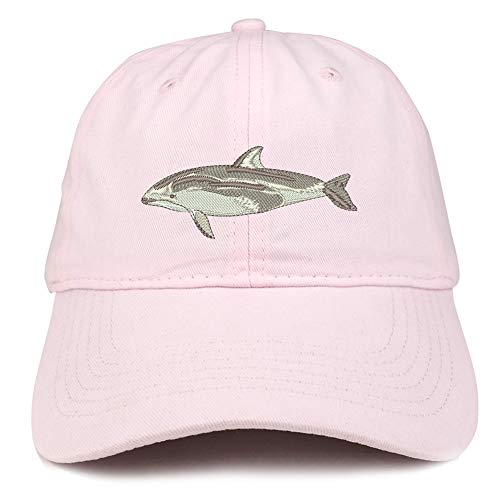 Trendy Apparel Shop Pacific White Dolphin Embroidered Brushed Cotton Cap