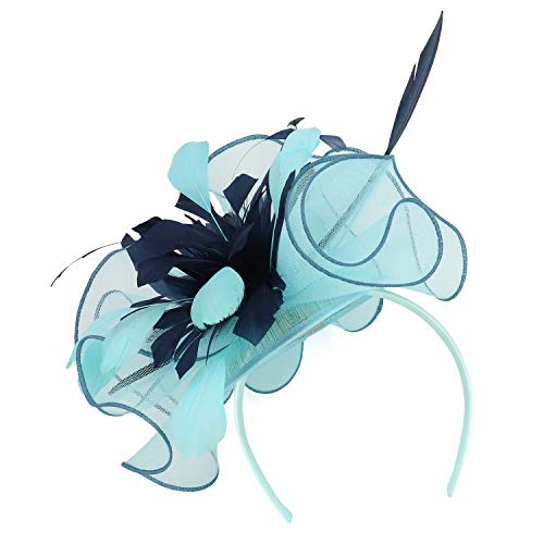 Trendy Apparel Shop Women's Long Feathered Mesh Flower Cocktail Fascinator