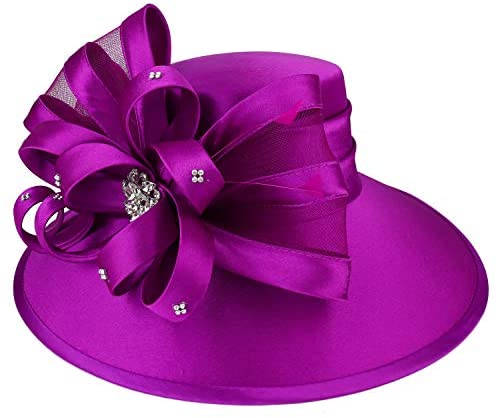Trendy Apparel Shop Stone Detailed Loop Ribbon Bow Satin Dressy Hat