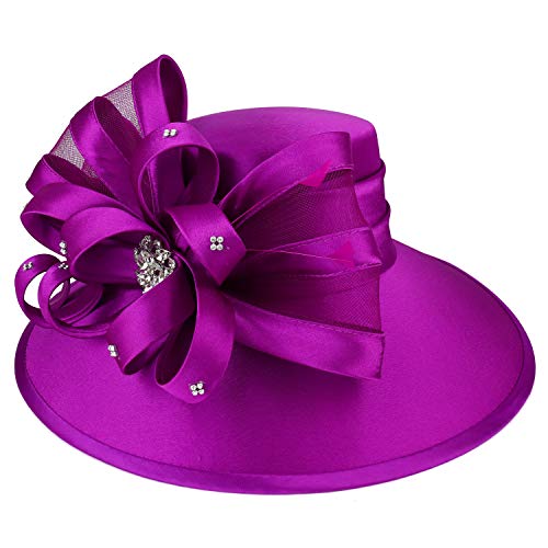 Trendy Apparel Shop Stone Detailed Loop Ribbon Bow Satin Dressy Hat