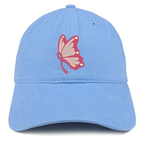 Trendy Apparel Shop Fight Cancer Butterfly Embroidered Cotton Dad Hat