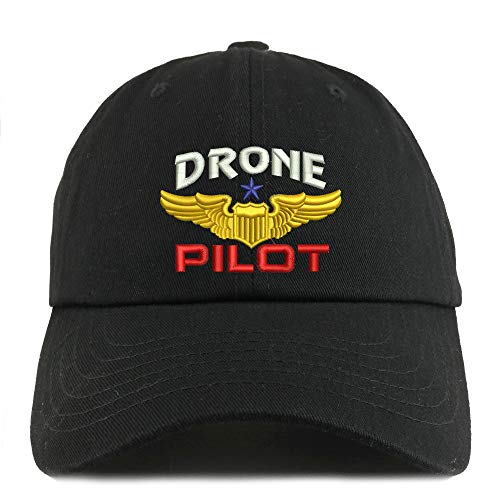 Trendy Apparel Shop Drone Pilot Aviation Wing Embroidered Low Profile Soft Cotton Dad Hat Cap