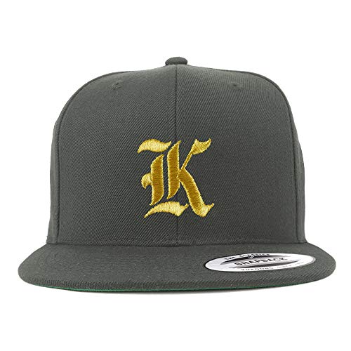 Trendy Apparel Shop Old English Gold K Embroidered Snapback Flatbill Baseball Cap