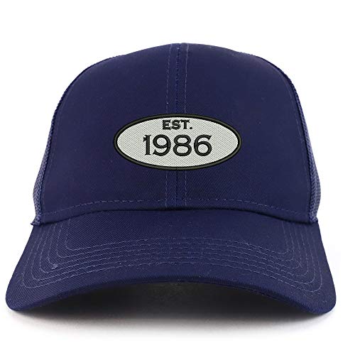 Trendy Apparel Shop Established 1986 Embroidered 35th Birthday High Profile High Profile Trucker Mesh Cap