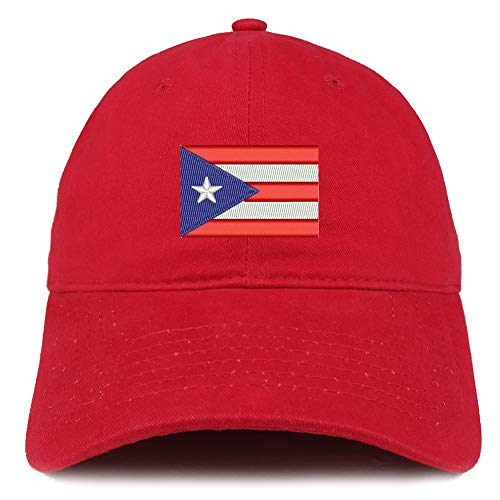 Trendy Apparel Shop Puerto Rico Flag Embroidered Soft Crown 100% Brushed Cotton Cap