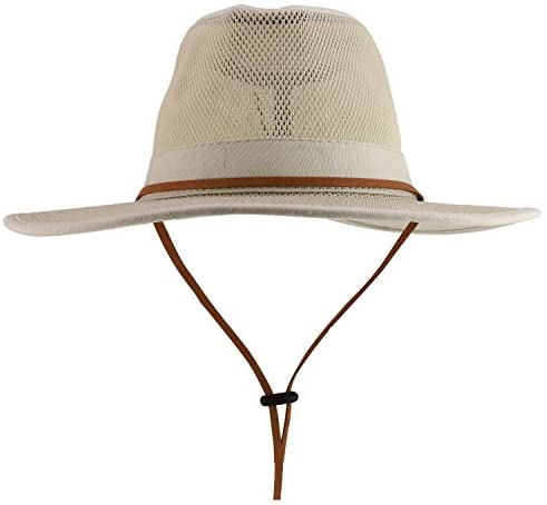 Trendy Apparel Shop Men's Cotton Canvas Mesh Crown Wide Brim Outback Hat