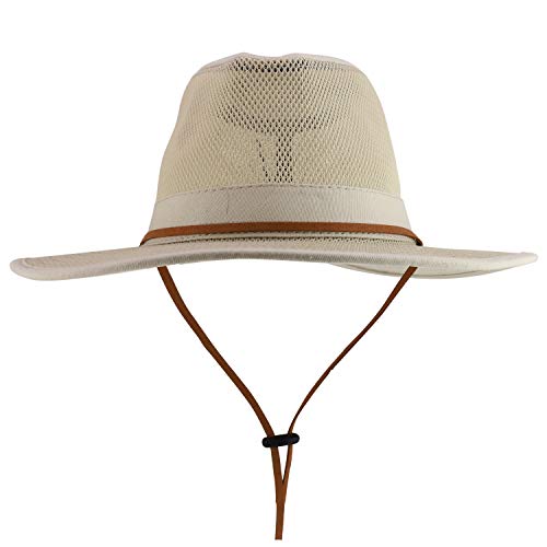 Trendy Apparel Shop Men's Cotton Canvas Mesh Crown Wide Brim Outback Hat