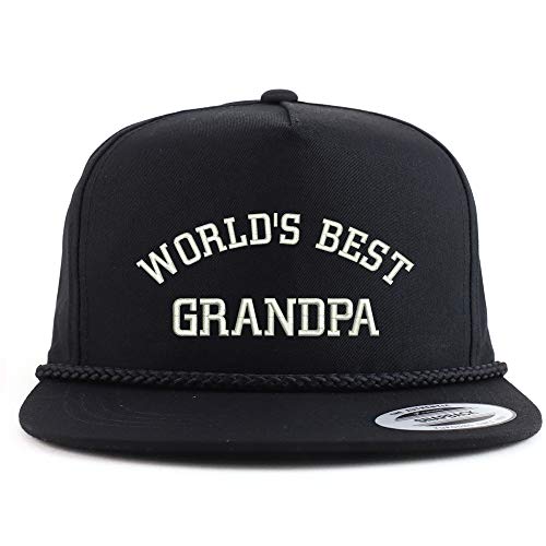 Trendy Apparel Shop World's Best Grandpa Embroidered 5 Panel Flatbill Braid Snapback Golf Cap