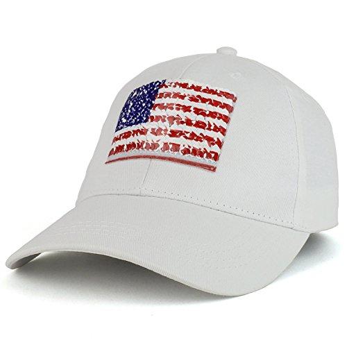 Trendy Apparel Shop Flip Over Sequins American Flag USA Text Baseball Cap