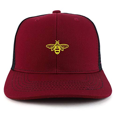Trendy Apparel Shop Bee Embroidered Two Tone Mesh Back Trucker Baseball Cap