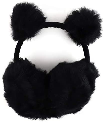 Trendy Apparel Shop Women's Pom Pom Accent Faux Fur Ear Cover Earmuffs
