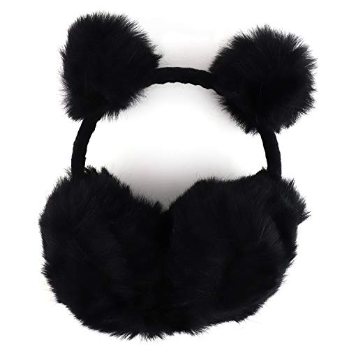 Trendy Apparel Shop Women's Pom Pom Accent Faux Fur Ear Cover Earmuffs