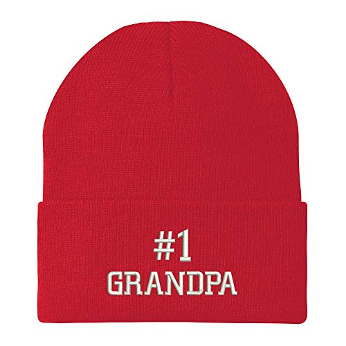 Trendy Apparel Shop Number 1 Grandpa Embroidered Winter Long Cuff Beanie
