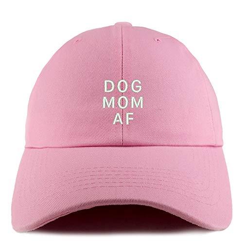 Trendy Apparel Shop Dog Mom AF Embroidered Solid Adjustable Unstructured Hat