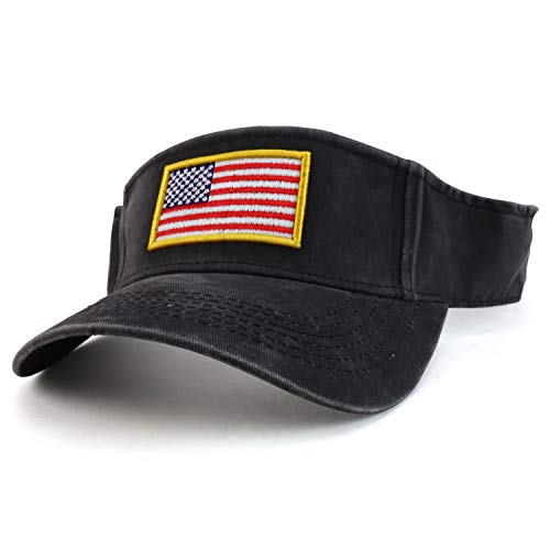 Trendy Apparel Shop USA American Flag Embroidered Polyester Summer Visor Hat