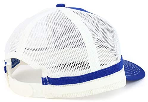 Trendy Apparel Shop Two Striped Flatbill Snapback Trucker Mesh Cap