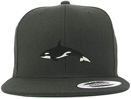 Trendy Apparel Shop Flexfit XXL Orca Killer Whale Embroidered Structured Flatbill Snapback Cap