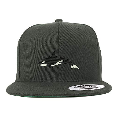 Trendy Apparel Shop Flexfit XXL Orca Killer Whale Embroidered Structured Flatbill Snapback Cap