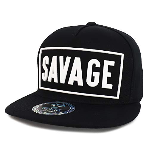 Trendy Apparel Shop Rubber Savage Patch 5 Panel Cotton Flatbill Snapback Hat