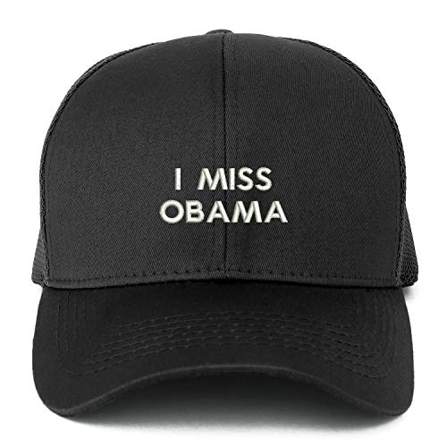Trendy Apparel Shop XXL I Miss Obama Embroidered Structured Trucker Mesh Cap