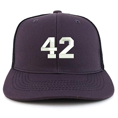 Trendy Apparel Shop Number 42 Collegiate Varsity Two Tone Trucker Baseball Cap