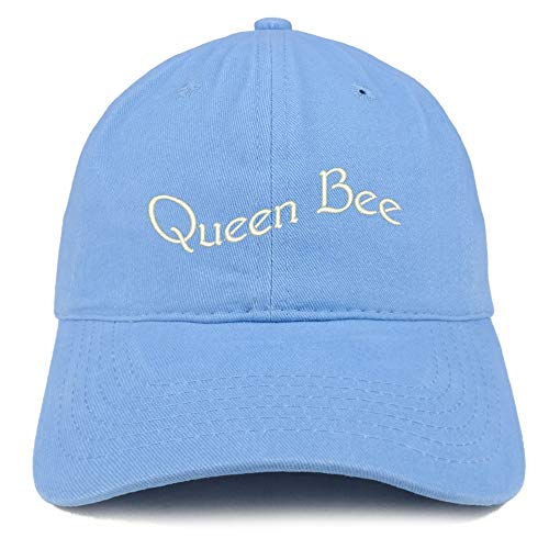Trendy Apparel Shop Queen Bee Text Embroidered Soft Crown 100% Brushed Cotton Cap