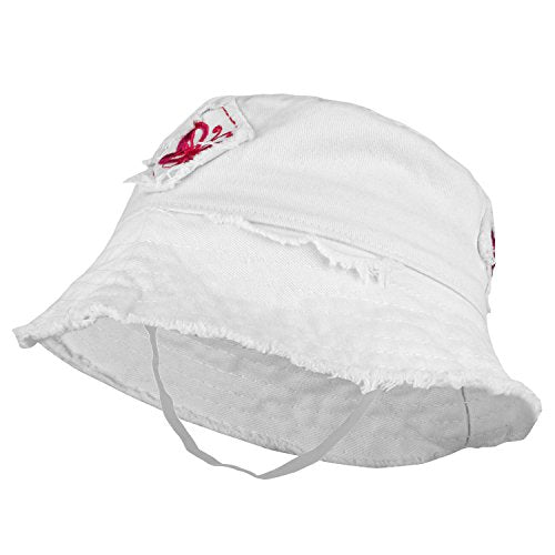 Trendy Apparel Shop Kid's Girls Soft Cotton Flower Patch Embroidered Sun Hat