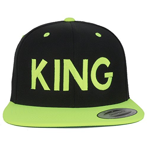 Trendy Apparel Shop King Embroidered Flat Bill 2-Tone Ball Cap