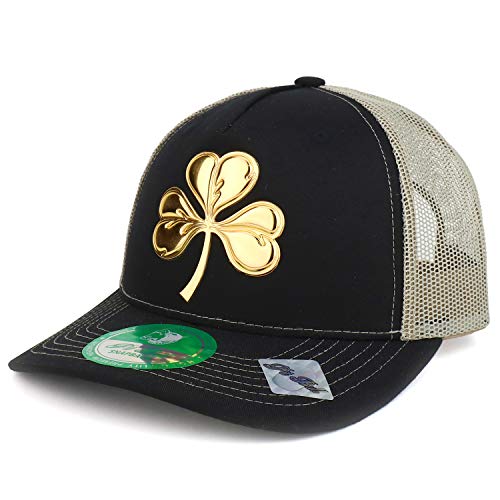 Trendy Apparel Shop High Frequency Three Leaf Clover Irish Mesh Trucker Hat