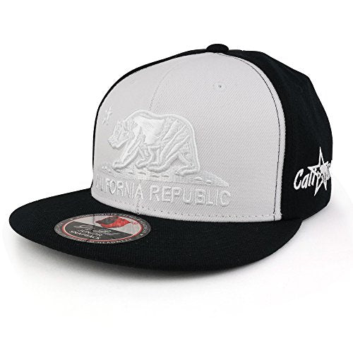 Trendy Apparel Shop Kids 3D Embroidered California Republic Bear Flatbill Snapback Cap