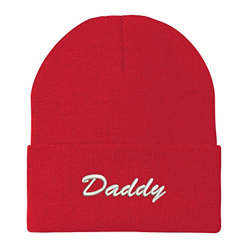 Trendy Apparel Shop Daddy Script Font Embroidered Winter Long Cuff Beanie