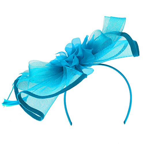 Trendy Apparel Shop Flower Feather Fascinator with Binded Hem Edge