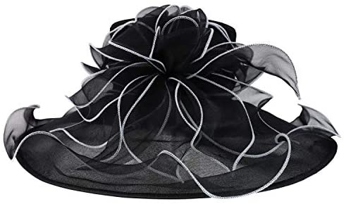 Trendy Apparel Shop Two Tone Large Ruffles Brim Tea Party Fashion Organza Hat