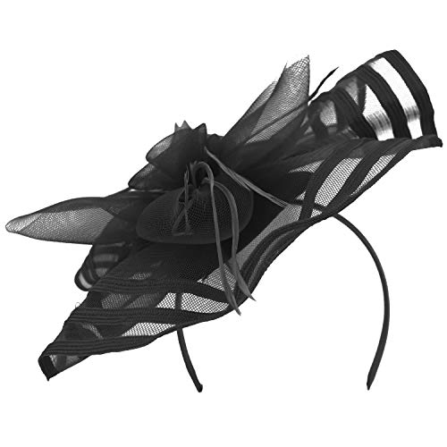 Trendy Apparel Shop Horsehair Feather Trim Flower Fascinator Binded Hem Edge