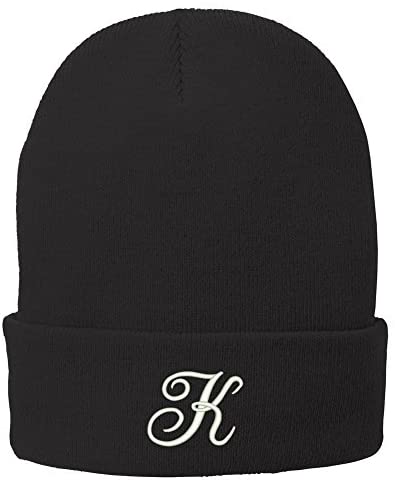 Trendy Apparel Shop Letter K Embroidered Winter Knitted Long Beanie