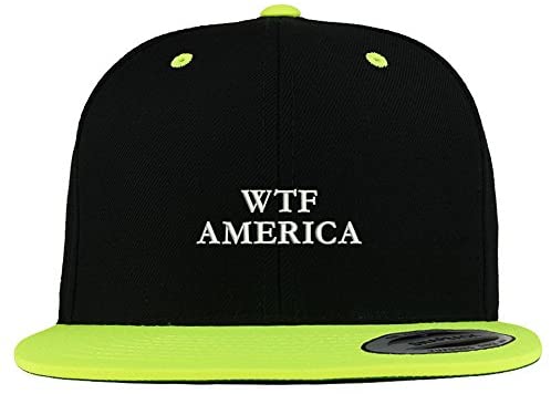 Trendy Apparel Shop WTF America Embroidered Premium 2-Tone Flat Bill Snapback Cap