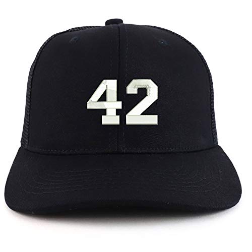 Trendy Apparel Shop Number 42 Collegiate Varsity Two Tone Trucker Baseball Cap