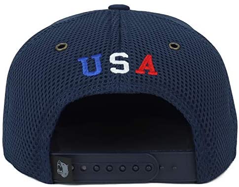 Trendy Apparel Shop USA Flag Embroidered Micromesh Flat Bill Snapback Hat