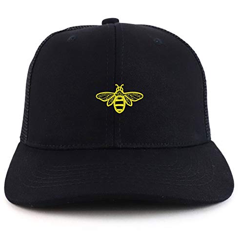 Trendy Apparel Shop Bee Embroidered Two Tone Mesh Back Trucker Baseball Cap