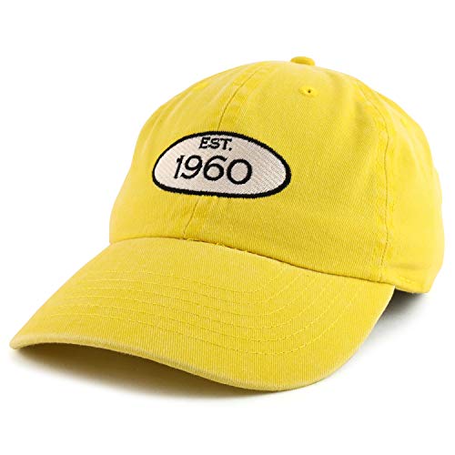 Trendy Apparel Shop 60th Birthday Established Year Washed Cotton Adjustable Cap