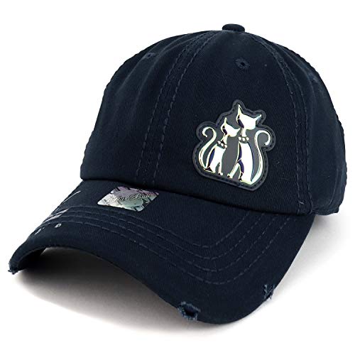 Trendy Apparel Shop Two Cats High Frequency Patch Frayed Women's Baseball Cap