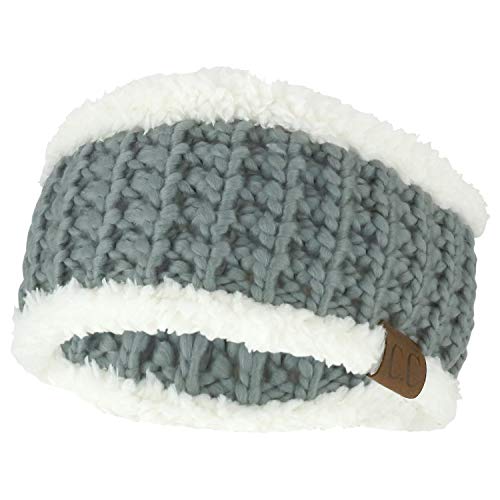 Trendy Apparel Shop Sherpa Fleece Lined Stretchy Chunky Knit Ear Warmer Headband