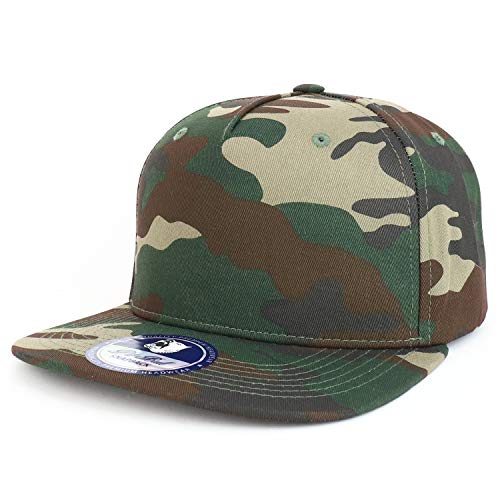 Trendy Apparel Shop Camo Patterned 5 Panel Structured Flatbill Snapback Cap