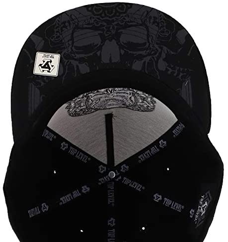 Trendy Apparel Shop Three Skull Embroidered 5 Panel Flatbill Snapback Hat