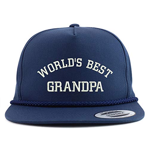 Trendy Apparel Shop World's Best Grandpa Embroidered 5 Panel Flatbill Braid Snapback Golf Cap