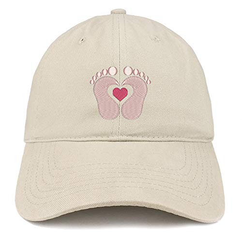 Trendy Apparel Shop Baby Feet Embroidered Brushed Cotton Cap